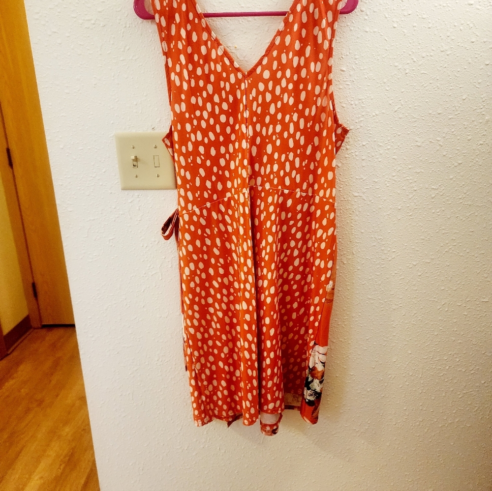 SZ XL VENUS ORANGE FLORAL FAUX WRAP DRESS - Picture 5 of 6